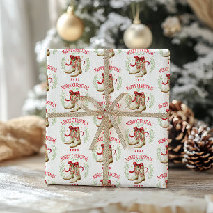 Western Christmas Cowboy Boots Wrapping Paper