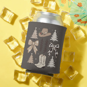 Western Christmas Cowboy Country Rodeo Aesthetic  Can Cooler