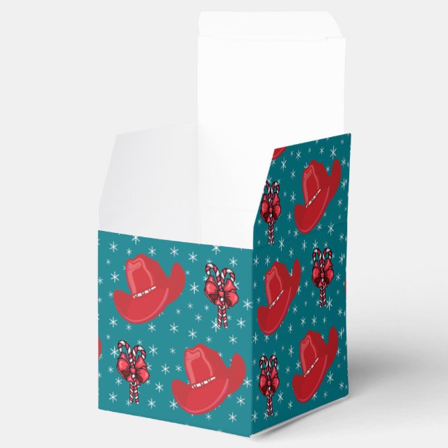 Western Christmas Cowboy Hats And Candy Canes Favour Box (Opened)