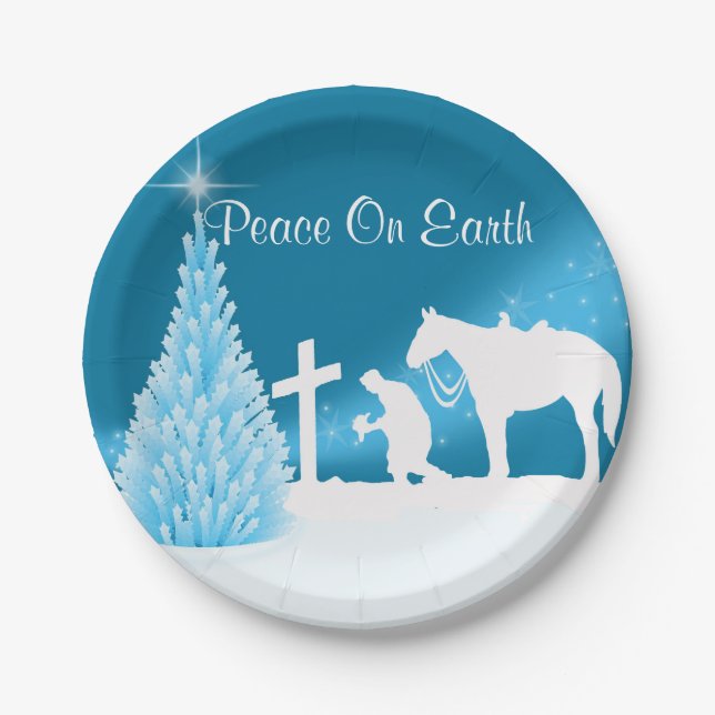 Western Christmas Cowboy Praying Plates (Front)