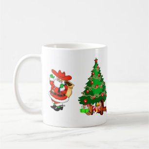 Western Christmas Cowboy Santa And Tree Coffee Mug