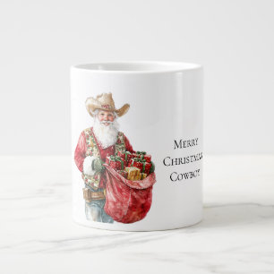Western Christmas Cowboy Santa Large Coffee Mug