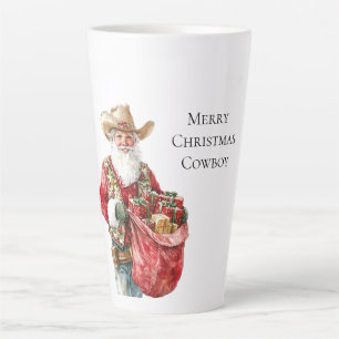 Western Christmas Cowboy Santa Latte Mug