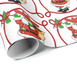 Western Christmas Cowboy Santa Wrapping Paper