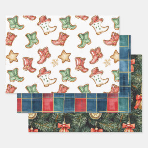 Western Christmas Cowgirl Cowboy  Wrapping Paper Sheet