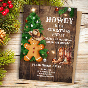 Western Christmas Gingerbread Cookies Invitation
