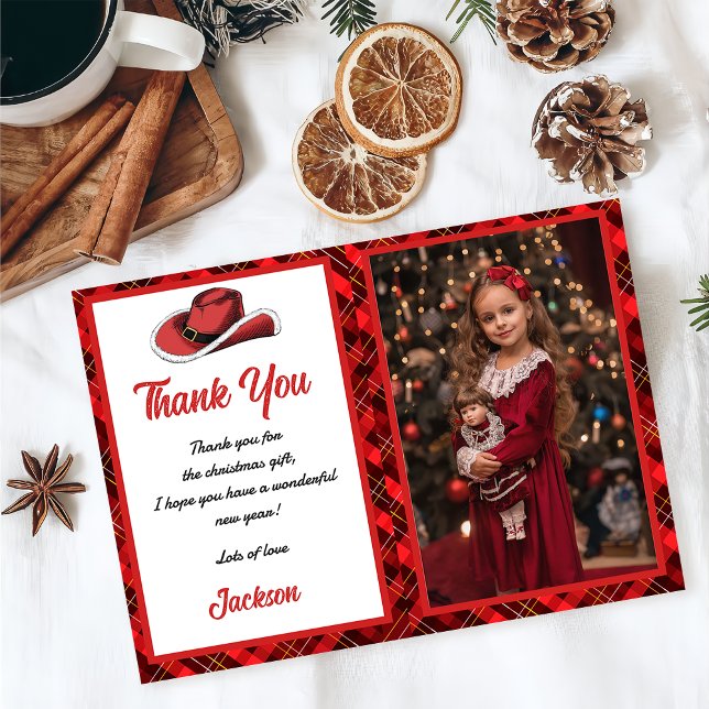 Western Christmas Hat Party Thank You Card (Creator Uploaded)
