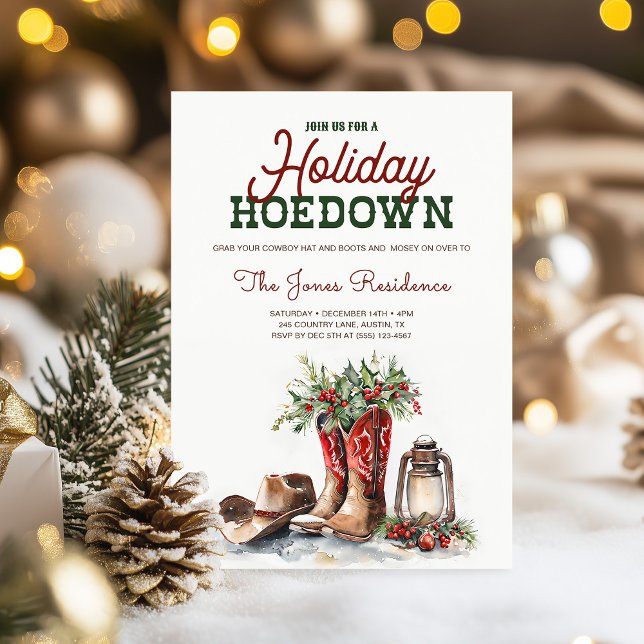 Western Christmas Holiday Hoedown Rustic Party Invitation (Creator Uploaded)