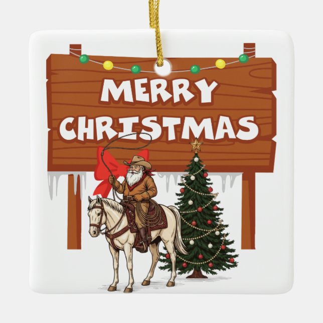Western Christmas holiday Ornament (Front)