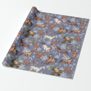 Western Christmas Horses Wrapping Paper