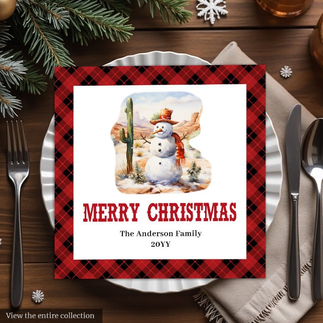 Western Christmas napkins red black tartan design (Western Christmas napkins red black tartan design

)
