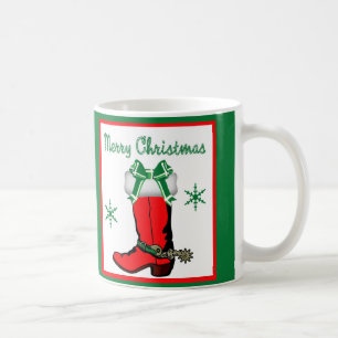 Western Christmas Red Cowboy Boot Coffee Mug