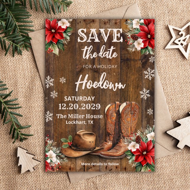 Western Christmas Save the Date, Xmas Cowboy Invitation (Creator Uploaded)