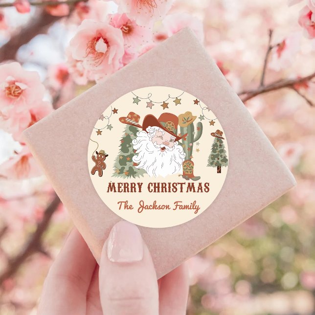 Western Christmas Thank You  Class Classic Round Sticker (Creator Uploaded)