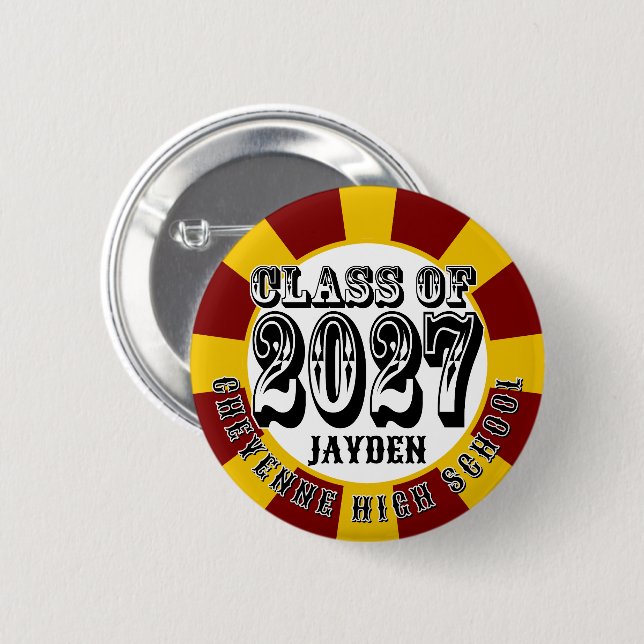 Western Class of 2027 Graduation 6 Cm Round Badge (Front & Back)