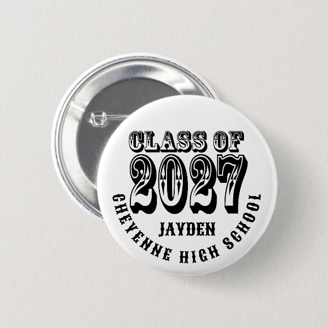 Western Class of 2027 Graduation 6 Cm Round Badge (Front & Back)