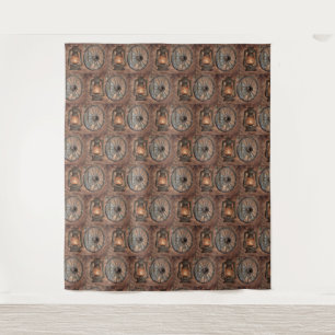 Western Coal Oil Lamp And Wagon Wheel Tapestry