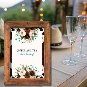 Western Coffee and Tea Love is Brewing Sign  Invitation