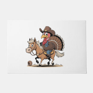 Western Cooked Turkey Thanksgiving Cowboy Cowgirl Doormat