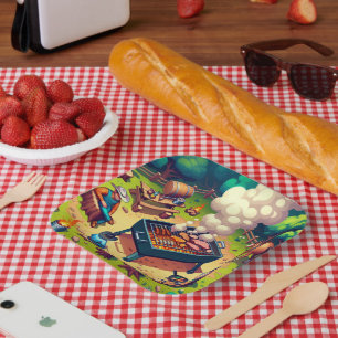 Western Cookout Grilling Party Paper Plate