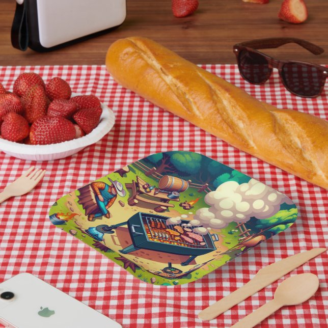 Western Cookout Grilling Party Paper Plate (Picnic)