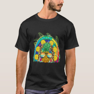 Western Cool Pineapple Rainbow Tie Dye Summer Rain T-Shirt