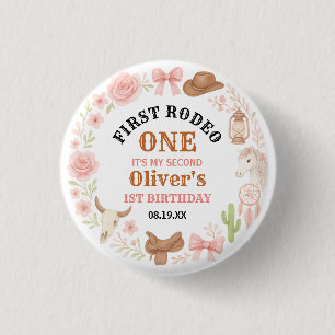 Western Coquette Cowgirl 1st Birthday Cute Pink 3 Cm Round Badge
