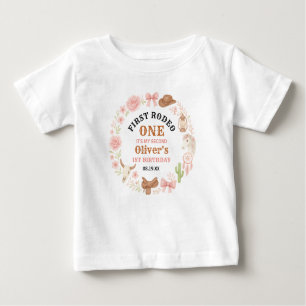 Western Coquette Cowgirl 1st Birthday Cute Pink Baby T-Shirt