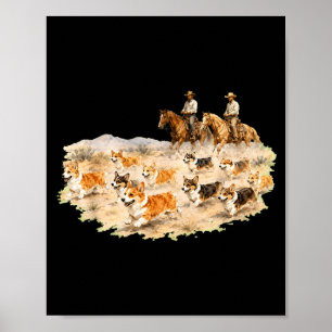Western Corgi Cowboy Funny Herding Western Dog Poster