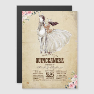Western Country 15th Birthday Quinceañera Magnetic Invitation