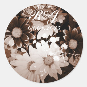 western country bohemian daisy wedding classic round sticker