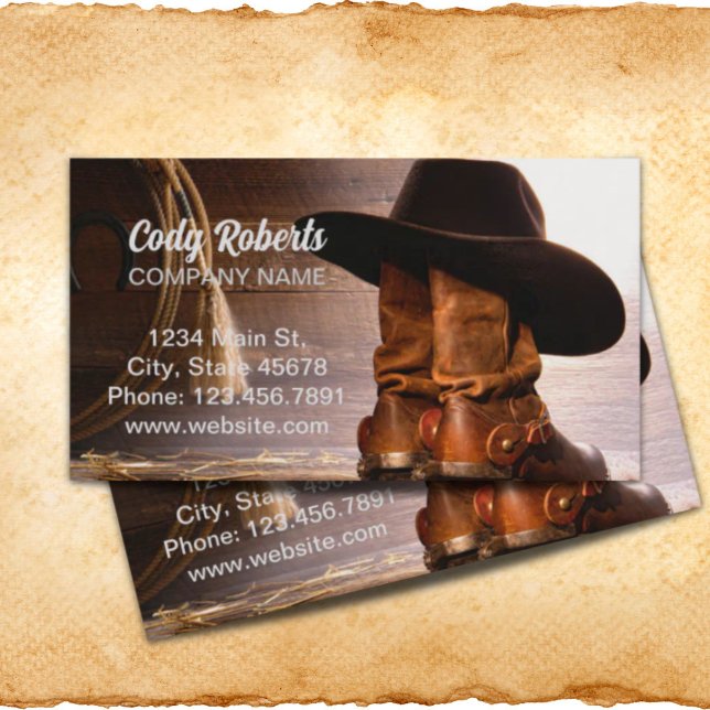 western country brown barn wood cowboy boots business card (western country brown barn wood cowboy boots business card)