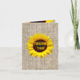 Western Country Burlap Sunflower Wedding thank you