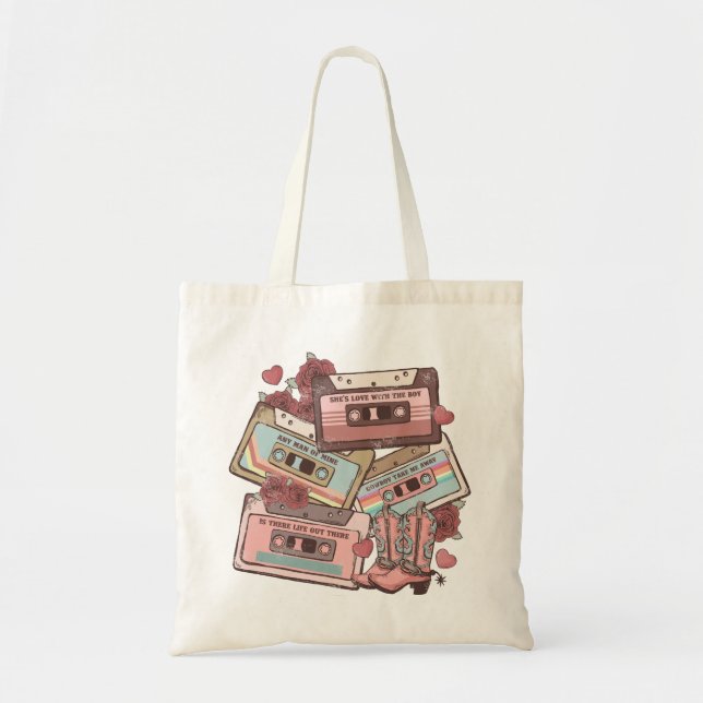 Western Country Cassette Tapes Tote Bag (Front)