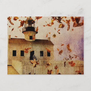 Western Country Church Chapel Fall Autumn leaves Postcard