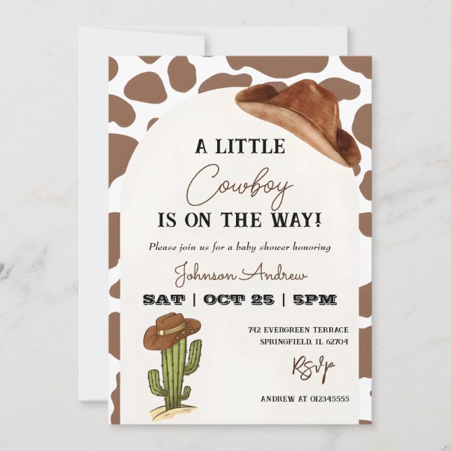 Western Country Cowboy Baby Shower  Invitation (Front)