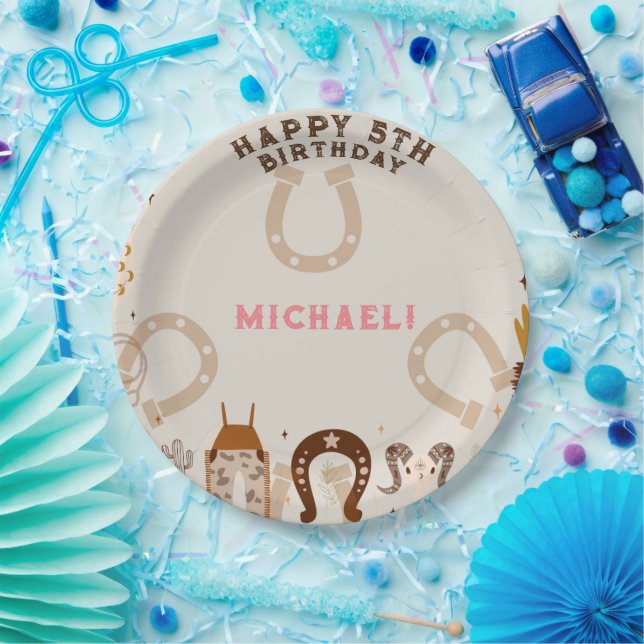 Western Country Cowboy Birthday Party Paper Plate (Party)