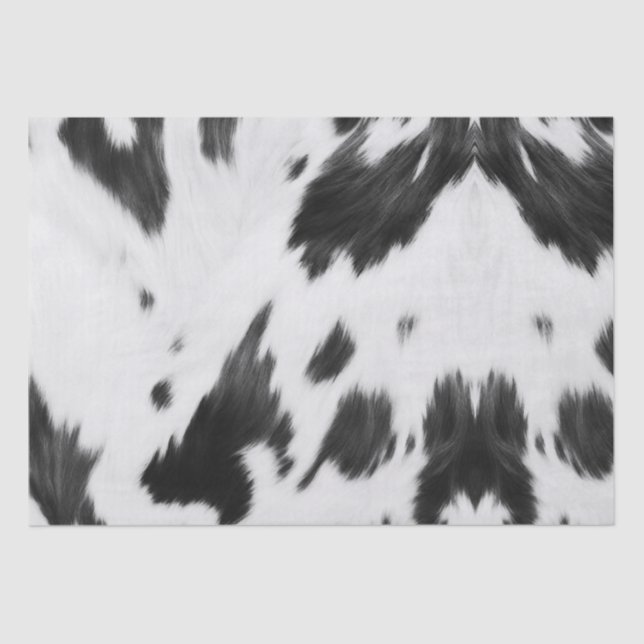 Western Country Cowboy Black White Cow Print Tissue Paper (Front)
