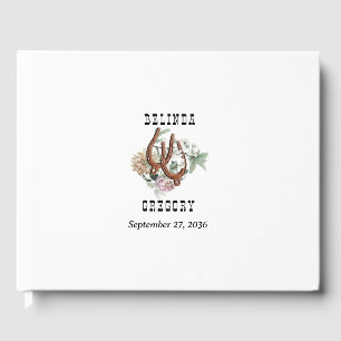 Western Country Cowboy Boho Cow Skull Wedding Guest Book