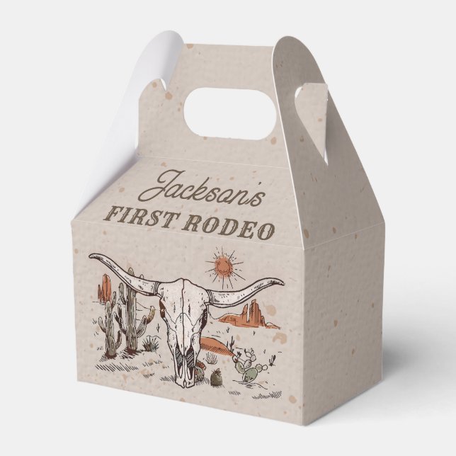 Western Country Cowboy Rodeo Birthday Favour Box (Front Side)