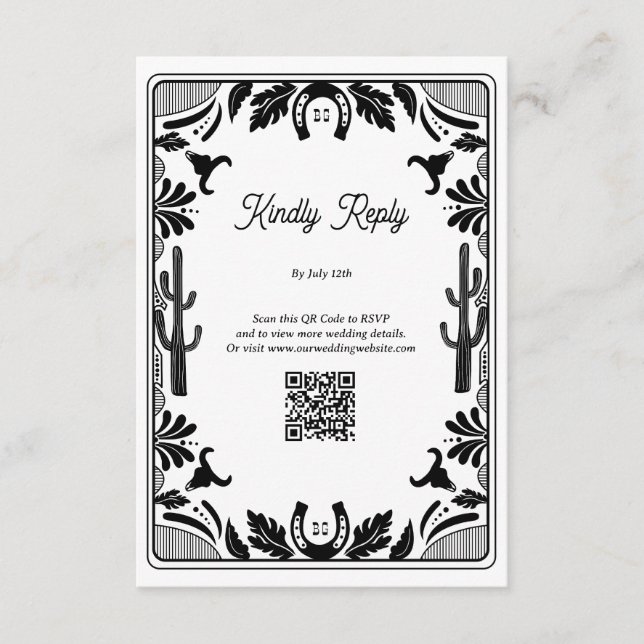 Western Country Cowboy Rustic Wedding Enclosure Card (Front)