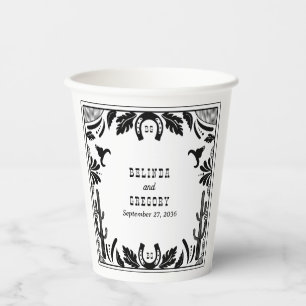 Western Country Cowboy Rustic Wedding Paper Cups