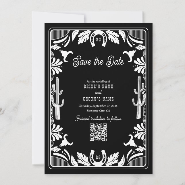 Western Country Cowboy Rustic Wedding Save The Date (Front)