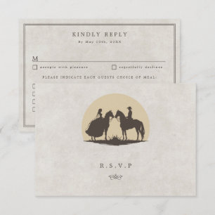 Western country cowboy wedding meal choices RSVP Card