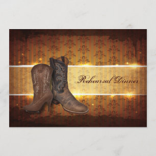 western country cowboy wedding Rehearsal Dinner Invitation