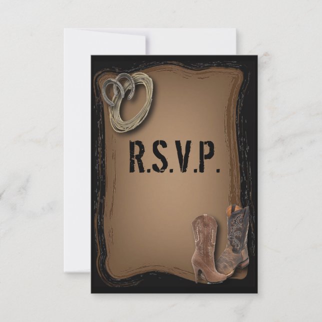 western country cowboy wedding RSVP response (Front)
