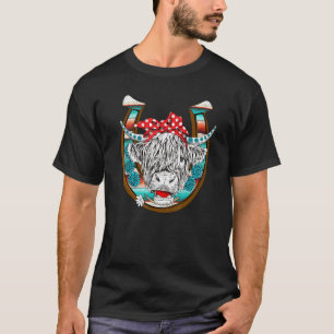 Western Country Cowgirl Boho Turquoise Aztec Cow B T-Shirt