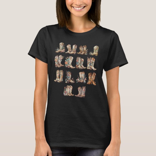 Western Country Cowgirl Boots Country Concert T-Shirt (Front)