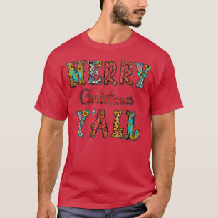 Western Country Cowhide Turquoise Rodeo Merry Chri T-Shirt
