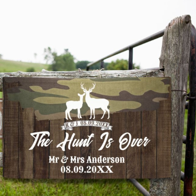 Western Country Deer The Hunt Is Over Wedding  Banner (Western Country Deer The Hunt Is Over Wedding Banner)